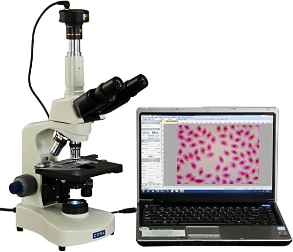 OMAX 40X-2500X Microscopio Trinocular Compuesto LED Siedentopf de Contraste de Fase con cámara digital de 5 MP M8311Z-PHD-C50U
