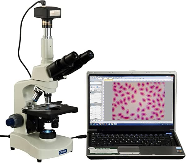 OMAX 40X-2500X Microscopio Trinocular Compuesto LED Siedentopf de Contraste de Fase con cámara digital de 14 MP M8311Z-PHD-C140U