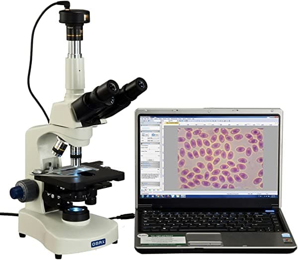 OMAX 40X-2500X Microscopio Trinocular Compuesto LED Siedentopf de Contraste de Fase con cámara de 10 MP M8311Z-PHC2-C100U