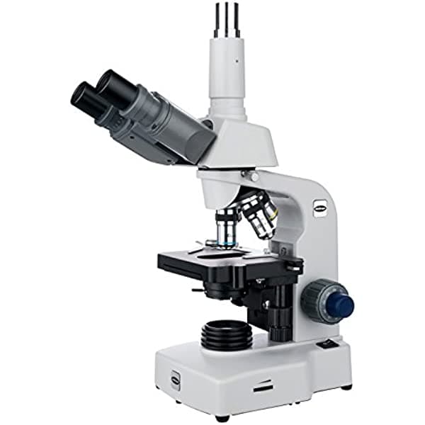 AmScope T450 40x-1000x microscopio binocular compuesto semi-plan Siedentopf LED con platina mecánica de doble capa 3D