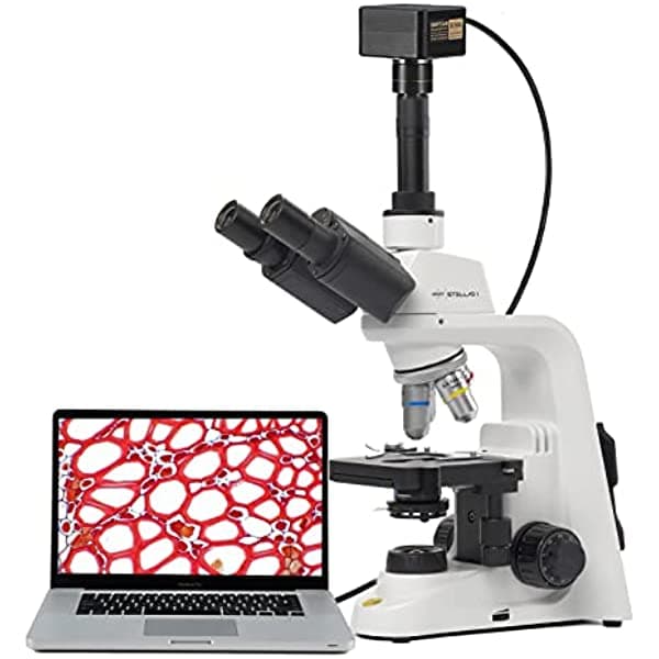 Swift Stellar 1-T - Kit de microscopio compuesto de laboratorio profesional con cámara de microscopio de 16 MP