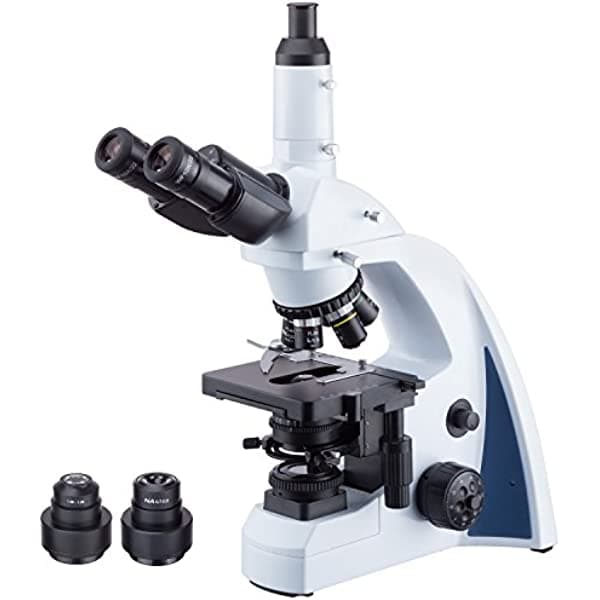 AmScope Microscopio 40X-1000X Infinity-Corrected Darkfield con iluminación LED Koehler y pieza nasal quintuple T670Q-PL-DK2