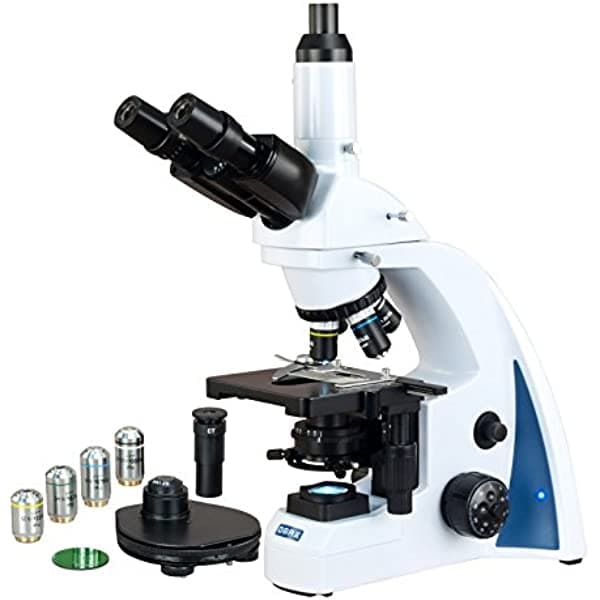 OMAX Plan 40X-2500X Infinity, microscopio compuesto trinocular de contraste de fases Siedentopf LED de laboratorio M8333Z-PHIP
