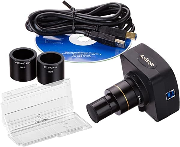 AmScope 5 MP USB3.0 en tiempo real Vídeo en directo Microscopio cámara digital + Kit de calibración MU503-CK