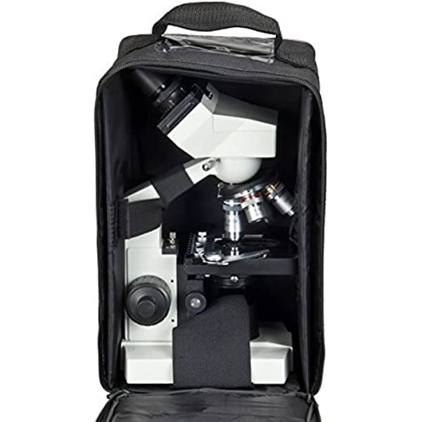 Omax M82ES-A188V 40X-2000X Microscopio compuesto biológico binocular de laboratorio con LED y estuche de transporte de vinilo