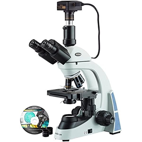 AmScope T550B-18M3 40X-2000X Microscopio compuesto trinocular biológico LED con cámara USB3.0 de 18 MP