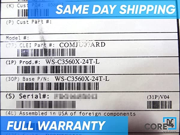 Cisco WS-C3560X-24T-L 24PT 10/1001000, LAN Base Hombre