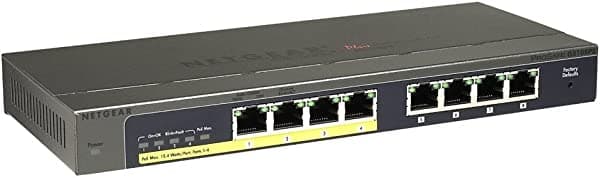 NETGEAR Conmutador Gigabit Prosafe Plus de 8 puertos con POE de 4 puertos GS108PE