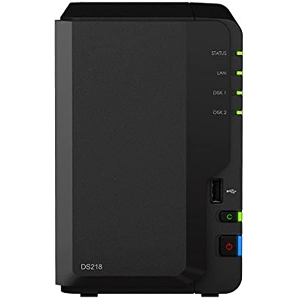 Synology Servidor NAS DiskStation DS218 con CPU RTD1296 de 1.4 GHz, memoria de 2 GB, almacenamiento SSD de 2 TB, 1 puerto LAN de 1 GbE, sistema operativo DSM