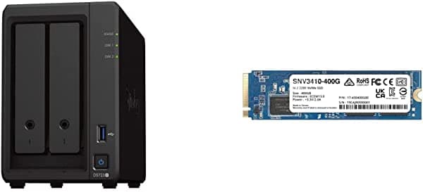 Synology DiskStation DS723+ de 2 bahías (sin disco) y SSD M.2 2280 NVMe SNV3410 400GB (SNV3410-400G)