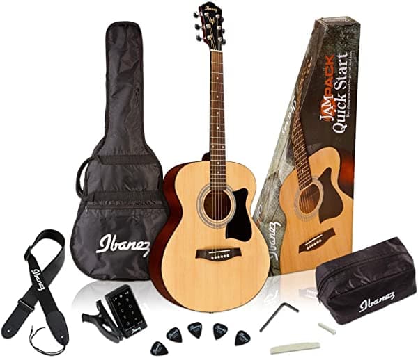 Ibanez Paquete de guitarra acústica de 6 cuerdas, derecha, natural (IJVC50)