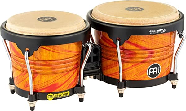 Meinl Percussion FWB190AF Free Ride Series - Bongos Madera, Color Ámbar Llama Acabado