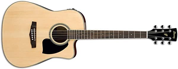 Guitarra acústica y eléctrica de Ibanez serie PF15ECE Dreadnought Cutaway., Natural PF15ECE-NT