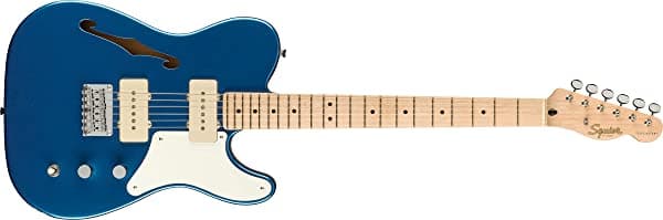 Squier by Fender Paranormal Cabronita Telecaster Thinline, diapasón de arce, pergamino, azul ácido lago 377020502