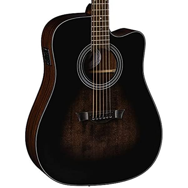 Dean Guitars Guitarra acústica/eléctrica de 6 cuerdas St Augustine Dreadnaught Cutaway Solid Top Acústica/Eléctrica, Derecha, Satén Vintage Negro Burst (SA DREAD CE VB)