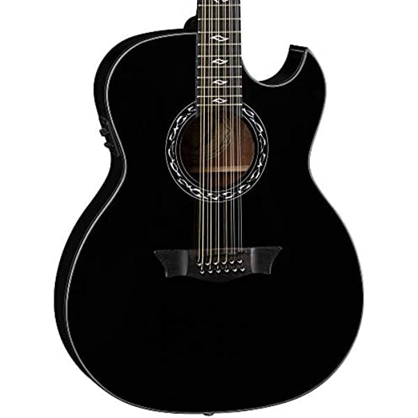 Dean Guitars Exhibition Guitarra acústica y eléctrica de 12 cuerdas, negro clásico, derecho, (EX12 CBK)