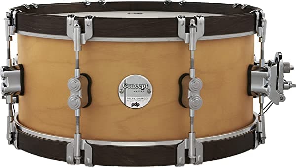 Pacific Drums & Percussion PDP Concept - Tambor clásico de arce (6.5 x 14.0 in), color natural con aros de nogal PDCC6514SSNW