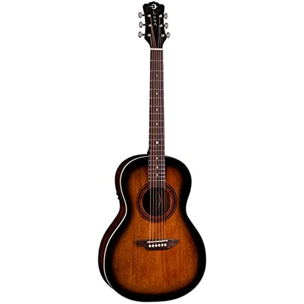Luna Art Vintage Parlor - Guitarra acústica y eléctrica sólida, diseño vintage de Brownburst