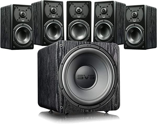 SVS Prime Satellite 5.1 - Sistema de altavoces con subwoofer SVS SB-1000 Pro de 12 pulgadas, color negro