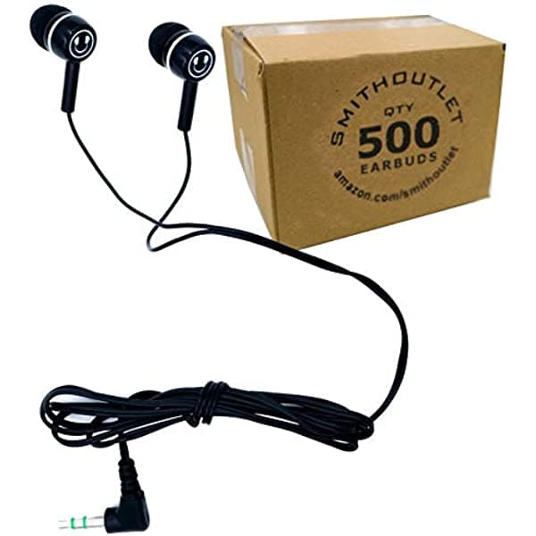 smithoutlet 500 Pack Student aula Pruebas Auriculares Sonrisa en bulk SG-ID90-500