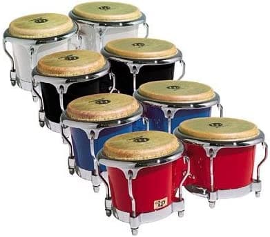 Latin Percussion LP200 X FBK Negro Fibra de vidrio Bongos, llantas de Comfort Curve II