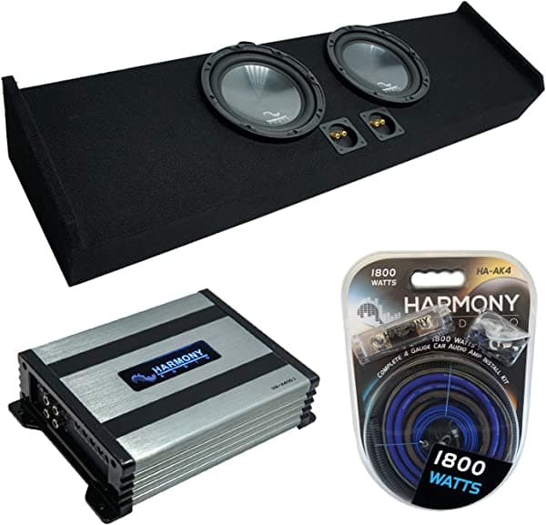 Harmony Audio R124 caja para subwoofer doble de 12" cargada Bundle con HA-A400.1 Amp compatible con Ford F-150 Super Crew 2009 2010 2011 2012 2013 2014 2015 2016 2017 2018 2019 2020 HA-SUB-PACKAGE425-H