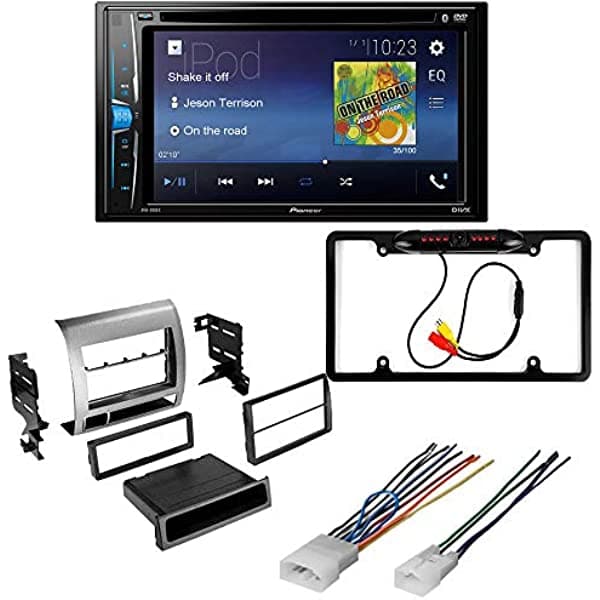 CACHÉ KIT212 Combo con estéreo para auto con Bluetooth, cámara de retroceso para Toyota Tacoma 2005-2011, receptor multimedia DVD Double DIN con pantalla táctil con kit de instalación completo (4 ítems) AVH-200EX_CACHE-CAM810B_KIT212