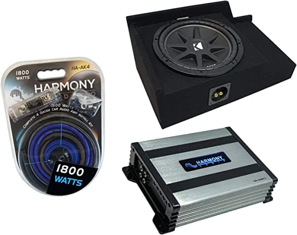 Harmony Audio Kicker Combo Comp C12 Single 12" Caja para subwoofer & amplificador Harmony HA-A400.1, compatible con Chevy Silverado Extended Cab Truck 1999-2006 KICKER16-PACK1814-H