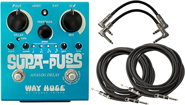 Way Huge WHE707 Supa Puss - Pedal de delay analógico con 4 cables gratis WHE707-withcables