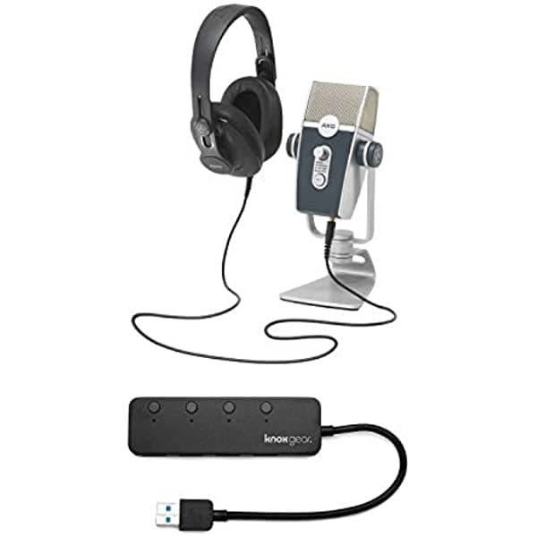 AKG Lyra - Micrófono USB y auriculares AKG K371 con Knox 3.0 4 puertos USB (2 unidades) A5122010-00K1