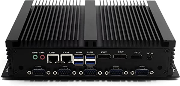 WEIDIAN Mini PC de escritorio industrial sin ventilador Core i7 8 GB RAM Mini PC Windows 11 / Linux, Mini PC industrial 256 GB SSD, 4K HD DP EDP tres pantallas de pantalla, Dual NIC, CPU 8550U PC sin ventilador, carcasa de metal completa EH4-i7-8550U
