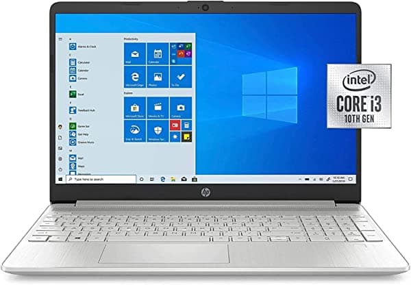 HP 15.6" HD LED PC portátil PC Intel Core i3-1005G1 procesador, 8GB RAM, SSD 256GB, Wi-Fi 5, HDMI, cámara web, Bluetooth, Windows 10 S, plata natural, con accesorios Valinor