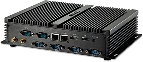 KINGDEL Computadora ultra compacta sin ventilador, Windows 11 Pro Mini PC con CPU Intel i7, 4 GB de RAM, SSD de 128 GB, 2 LAN, 2 puertos HD, 4 USB 3.0,6 x COM RS232 NC 4000 i7