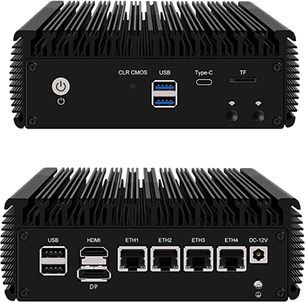 MOGINSOK Microdispositivo Celeron N5105 de 2.5GbE Linux Firewall 4xIntel I225/I226 Nic Firewall Router PC 8GB DDR4 128GB M.2 NVMe SSD AES-NI
