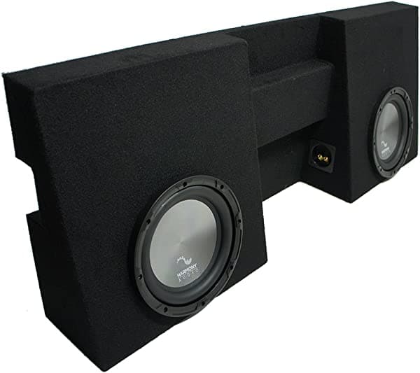 Harmony Audio A102 caja para subwoofer doble de 10" compatible con Toyota Tacoma Double Cab 2005 2006 2007 2008 2009 2010 2011 2012 2013 2014 2015 HA-SUB-PACKAGE296