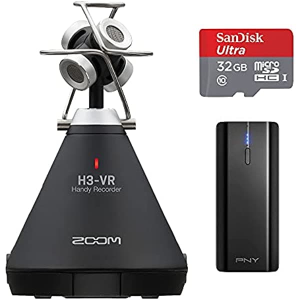 Zoom H3-VR - Grabadora de audio VR de 360 grados, práctica grabadora de audio con 32 GB MicroSD + cargador portátil H3-VR_K1