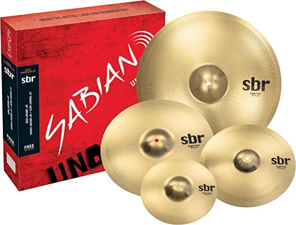 Sabian SBR Performance Cymbal Set 14 Hi Hats 16 Crash 20 Ride Free 10” Bright Splash (SBR5003BR2)