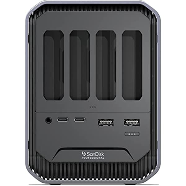 SanDisk Professional PRO-Dock 4 - Estación de carga de 4 bahías con puerto USB-C (USB 3.2 Gen 1), color gris SDPD14F-0000-NBAAD