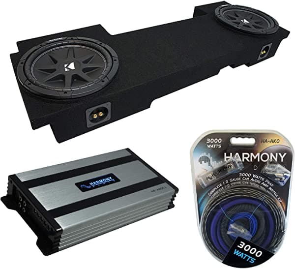 Compatible con Chevy Silverado HD Crew Truck 2001-2006, Kicker Bundle Comp C12 doble 12 pulgadas caja para subwoofer y amplificador Harmony HA-A800.1 KICKER16-PACK1858-H