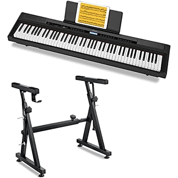 Donner DEP-20 Piano digital + soporte para piano de alta resistencia estilo Z
