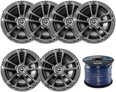 EnrockMarineBundle 6X Infinity Reference - Altavoces coaxiales de 2 vías de alto rendimiento de 2 vías a prueba de intemperie para barcos marinos de potencia, 2,040.7 ft, 6.5 pulgadas, 225 W INF622M