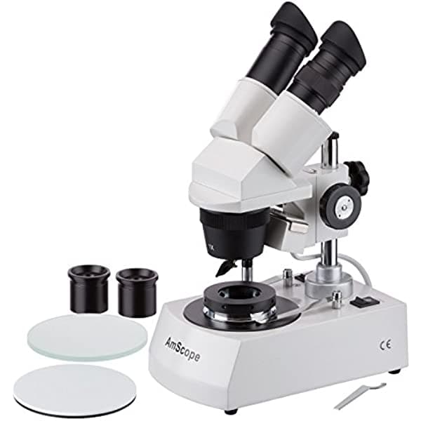 AmScope SE305-PZ-LED-DK 10X-60X - Microscopio estéreo inalámbrico LED con sistema de iluminación superior e inferior Brightfield y Darkfield