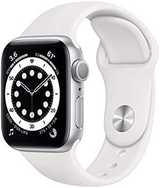 Amazon Renewed Apple Watch Series 6 (GPS, 1.732 in) - Caja de aluminio plateada con correa deportiva blanca (renovada Premium)