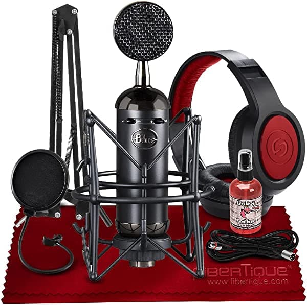 Photo Savings Blue Spark SL micrófono de condensador de estudio de diafragma grande, con brazo soporte de micrófono Samson, auriculares cerrados y kit platino SPARK SL_P