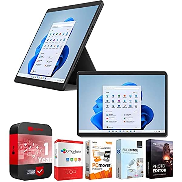 Microsoft 8PQ-00017 Surface Pro 8 13" Touch Intel i5-1135G7 8GB/256GB - Paquete de grafito con software Elite Suite 18 + paquete de protección mejorada CPS de 1 año ‎E9MS8PQ00017