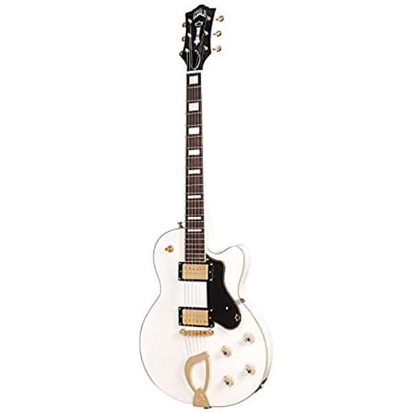 Guild Guitars Aristocrat HH Guitarra eléctrica de cuerpo sólido, Snowcrest blanco, cola de arpa, colección Newark St. 379-1230-826