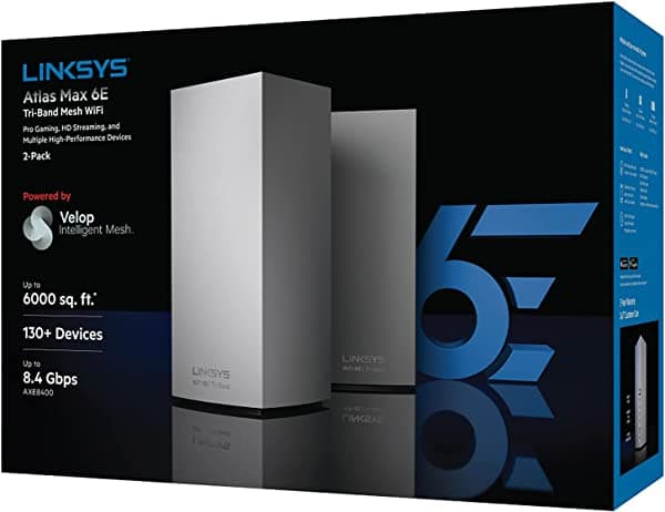 Linksys MX8502 Atlas Max 6E Tri-Band Mesh Wi-Fi 6E System (paquete de 2)