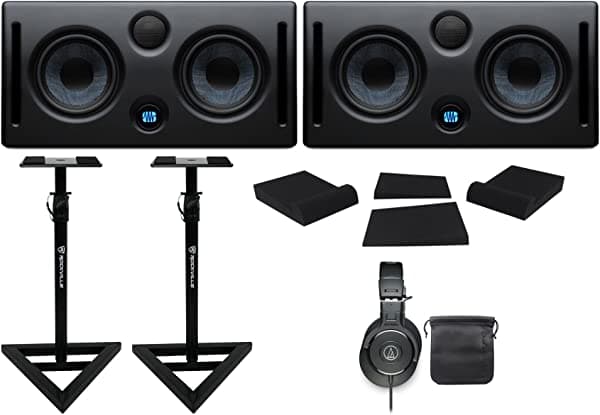 2 PreSonus Eris E66 145 W Dual activa 6.5" monitores de estudio + Auriculares + stands + almohadillas para orejas (2) E66+ATH-M30X+RVSM1+RRS190S