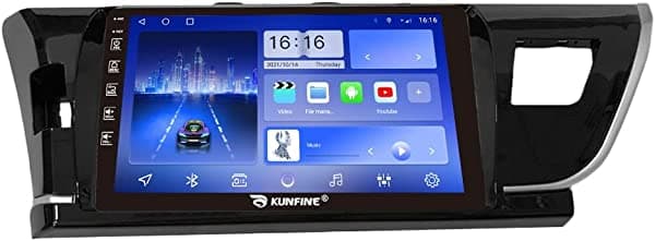 KUNFINE Android 10 Autoradio - Reproductor multimedia estéreo de navegación para coche, radio GPS 2.5D, pantalla táctil para Toyota Corolla 2014-2016, versión de Taiwán