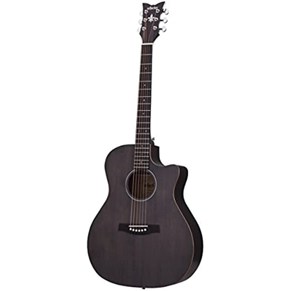 Schecter 3716 - Guitarra acústica, negro satinado transparente